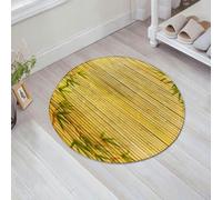 EMFSLA Tapis De Bain Antidérapant,Tapis Moelleux en Microfibre,Fond de Bambou doré Clair idéal pour Tout Projet. Cadre de Fond de Feuilles de Bambou.,Absorbant l'eau,Lavable en Machine,60x60 CM