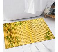 EMFSLA Tapis De Bain Antidérapant,Tapis Moelleux en Microfibre,Fond de Bambou doré Clair idéal pour Tout Projet. Cadre de Fond de Feuilles de Bambou.,Absorbant l'eau,Lavable en Machine,40x60 CM