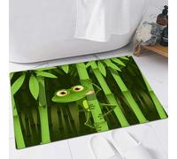 EMFSLA Tapis De Bain Antidérapant,Tapis Moelleux en Microfibre,Grenouille Verte Animale, Illustration drôle,Absorbant l'eau,Lavable en Machine,60x90 CM