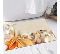 EMFSLA Tapis De Bain Antidérapant,Tapis Moelleux en Microfibre,Groupe d'étoiles de mer de Coquillages sur Le Sable,Absorbant l'eau,Lavable en Machine,60x90 CM