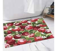 EMFSLA Tapis De Bain Antidérapant,Tapis Moelleux en Microfibre,Illustration de Motif de Pommes avec des Feuilles sur Fond Blanc,Absorbant l'eau,Lavable en Machine,40x60 CM