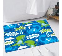 EMFSLA Tapis De Bain Antidérapant,Tapis Moelleux en Microfibre,Illustration vectorielle de Motif Animal Dinosaure sans Couture,Absorbant l'eau,Lavable en Machine,60x90 CM
