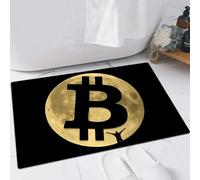 EMFSLA Tapis De Bain Antidérapant,Tapis Moelleux en Microfibre,La Lune, Un Signe Bitcoin et Une Figure Humaine. Format vectoriel.,Absorbant l'eau,Lavable en Machine,60x90 CM