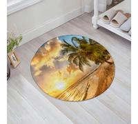 EMFSLA Tapis De Bain Antidérapant,Tapis Moelleux en Microfibre,Magnifique Coucher de Soleil sur Les Palmiers de la mer sur la Plage Blanche sur Une île des,Absorbant l'eau,Lavable en Machine,60x60 CM