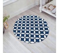 EMFSLA Tapis De Bain Antidérapant,Tapis Moelleux en Microfibre,Marine, Cercles Vintage avec Ronds superposés, Figures ovales Anciennes,Absorbant l'eau,Lavable en Machine,60x60 CM