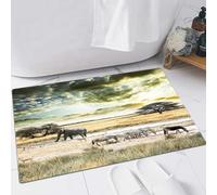 EMFSLA Tapis De Bain Antidérapant,Tapis Moelleux en Microfibre,Paysage Afrique Savane Sauvage Éléphant Safari Coucher De Soleil Animaux Buisson Aride,Absorbant l'eau,Lavable en Machine,60x90 CM