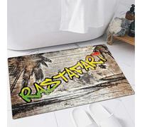 EMFSLA Tapis De Bain Antidérapant,Tapis Moelleux en Microfibre,Rasta, icône de la Musique Reggae jamaïcaine inspirée de Rastafari Street GR,Absorbant l'eau,Lavable en Machine,40x60 CM