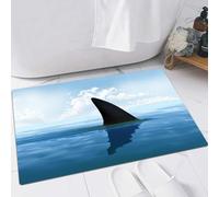 EMFSLA Tapis De Bain Antidérapant,Tapis Moelleux en Microfibre,Requin, aileron de Requin au-Dessus de la Surface de la mer. Avertissement,Absorbant l'eau,Lavable en Machine,60x90 CM