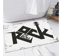EMFSLA Tapis De Bain Antidérapant,Tapis Moelleux en Microfibre,Rock and Roll Musique Grunge Impression étiquette Vintage Rock-Musique Tee Impression Timbre,Absorbant l'eau,Lavable en Machine,60x90 CM