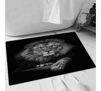 EMFSLA Tapis De Bain Antidérapant,Tapis Moelleux en Microfibre,Roi Lion Noir et Blanc,Absorbant l'eau,Lavable en Machine,60x90 CM