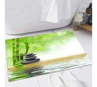 EMFSLA Tapis De Bain Antidérapant,Tapis Moelleux en Microfibre,Spa Concept Zen Pierres de Basalte,Absorbant l'eau,Lavable en Machine,60x90 CM