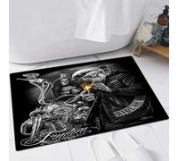 EMFSLA Tapis De Bain Antidérapant,Tapis Moelleux en Microfibre,Squelette Rock N Roll,Absorbant l'eau,Lavable en Machine,40x60 CM