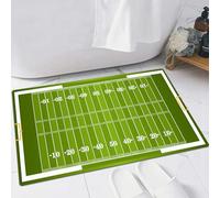 EMFSLA Tapis De Bain Antidérapant,Tapis Moelleux en Microfibre,Terrain de Football américain. Modèle et Texture d'herbe Verte pour Le Fond de Sport de Foot,Absorbant l'eau,Lavable en Machine,40x60 CM