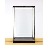 EMH Boîte vitrine fabriquée à la main en verre et métal noir avec base en bois noir 42 cm