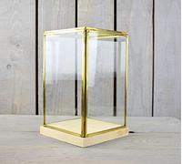 EMH Vitrine en Verre et Laiton avec Base en Bois Hauteur 23,5 cm