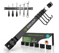 EMHAP© Lot de 4 barres magnétiques extra puissantes de 30 cm de long - Rail magnétique universel - Organisateur d'outils avec 4 crochets de suspension + 8 connecteurs