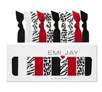 EMI JAY Pack de 10 Élastiques Noir/Blanc Animal: Noir Satin, Blanc, Zèbre, Rubis, Blanc Léopard
