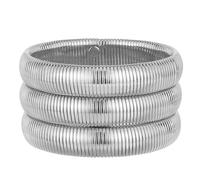 Emibele 3 Pièces Bracelets en Acier Inoxydable, 16mm Ensemble de Bracelet Empilable pour Femmes, Bracelets de Poignet Extensibles Superposés, Bijoux de Mains Exquis pour Fête Soirée Mariage, Argent