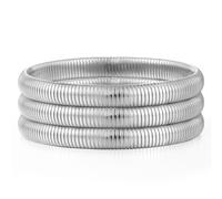 Emibele 3 Pièces Bracelets en Acier Inoxydable, 8mm Ensemble de Bracelet Empilable pour Femmes, Bracelets de Poignet Extensibles Superposés, Bijoux de Mains Exquis pour Fête Soirée Mariage, Argent