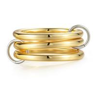 Emibele Bagues Empilables pour Femmes, Bagues en Argent et Or pour Femmes, Non Ternies, Bracelets Empilables en Métal Emboîtés, Cadeau de Bijouterie pour une Personne Aimée, Taille 7