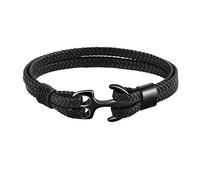 Emibele Bracelet pour homme et femme en cuir de vachette multicouche vintage avec ancre - 3 tailles pour homme/femme/couples/amoureux/partenaires, One Size, Cuir, Pas de gemme