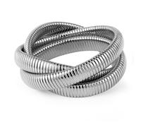 Emibele Bracelets Torsadés pour Femmes, Bracelet à 3 Couches en Acier Inoxydable Plaqué 18K, Bracelets de Poignet Extensibles Flexibles, Bijoux de Mains Exquis pour Fête Soirée Mariage, Argent