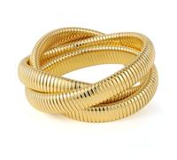 Emibele Bracelets Torsadés pour Femmes, Bracelet à 3 Couches en Acier Inoxydable Plaqué Or 18K, Bracelets de Poignet Extensibles Flexibles, Bijoux de Mains Exquis pour Fête Soirée Mariage, Or