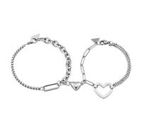 Emibele Ensemble de Bracelets de Couple de Cœur, Chaînes de Poignet avec Breloque Magnétique Assorti, Bracelet de Poignet d'Amitié et d'Amour Titanic, Bijoux de Main pour Femmes Hommes, Argent