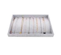 Emibele Organisateur de Bijoux, Organisateur de Bague avec 20 Crochets, Boucles d'oreilles, Organisateur, Plateau, Vitrine, Présentoir de Rangement pour Bijoux en Velours - Gris