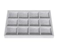 Emibele Plateau à Bijoux Tiroir, Organisateur de Bijoux à 12 Grilles, Plateau de Présentation de Bijoux en Velours, Rangement de Bijoux Empilable Amovible pour Montre Boucle d'Oreille Bracelet, Gris