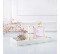 Emibele Plateau Bijoux en Résine, Plaque Bijoux Marbre Rectangulaire, Coffret Organisateur Rangement Assiette pour Bijoux Bague Collier Salle de Bain, Plateau Décoratif Style Nordique, Gravier Blanc