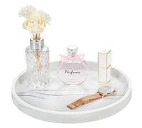 Emibele Plateau en Résine, 27cm Plaque Bijoux Marbre Rond, Organisateur de Rangement pour Salle de Bain, Accessoire pour Bijoux, Cosmétiques, Salle de Bain, Coiffeuse, Blanc