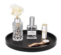 Emibele Plateau en Résine, 27cm Plaque Bijoux Marbre Rond, Organisateur de Rangement pour Salle de Bain, Accessoire pour Bijoux, Cosmétiques, Salle de Bain, Coiffeuse, Noir Mat