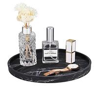 Emibele Plateau en Résine, 27cm Plaque Bijoux Marbre Rond, Organisateur de Rangement pour Salle de Bain, Accessoire pour Bijoux, Cosmétiques, Salle de Bain, Coiffeuse, Encre Noir Mat