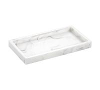 Emibele Plateau Vasque Salle Bain, 8" Plateau Rectangulaire Résine Marbre | Plateau Commode Évier, pour Bijoux Cosmétique Parfum Savon Bougie, Compact Léger Imperméable, Taille Mini, Marbre Blanc