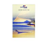 EMIGOS Poster Air France Concorde sur toile - Décoration de chambre à coucher - Paysage sportif - Décoration de bureau - Cadeau sans cadre - 40 x 60 cm