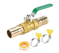 Emiif 1 vanne d'arrêt à boisseau sphérique 25 mm Crochet de tuyau 90° Valve en laiton avec colliers de serrage pour canalisation et système d'alimentation en gaz