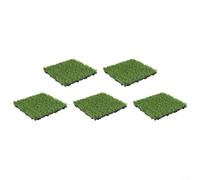 Emiif Lot de 5 dalles de gazon artificiel emboîtables en polyéthylène à faible entretien 30 x 30 cm pour terrasse, pelouse, jardin