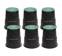 Emiif Lot de 6 boîtes de valve en plastique de 15,2 cm, boîtier d'arroseur souterrain antidérapant en polypropylène pour irrigation de pelouse de jardin, noir