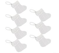 Emiif Lot de 7 chaussettes de Noël à suspendre pour décoration de Noël, sacs à bonbons pour la maison, les fêtes, la cheminée, peut contenir des friandises (blanc)