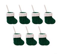 Emiif Lot de 7 chaussettes de Noël à suspendre pour décoration de Noël, sacs à bonbons pour la maison, les fêtes, la cheminée, peut contenir des friandises (vert)