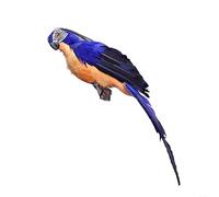 Emiif Oiseaux artificiels à plumes pour perroquet artificiel - Décoration de jardin réaliste - Statue avec pieds à clip métallique pour intérieur et extérieur (bleu roi)