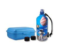 Emil Gourde en verre avec boîte à pain et bouchons de rechange - Kit de démarrage pour la rentrée des classes - Sans BPA et sans substances nocives, isolante - Bouchon à tirer pour l'eau, le jus et le