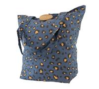 Emil Shopper Sac en tissu avec bouton en bois et bretelles solides - Sac à main en coton - Doublure intérieure certifiée GOTS - Sac à main en textile robuste et lavable avec poches intérieures - Bleu