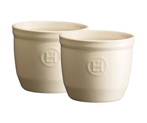 Emile Henry Eh024008 Le N°8 Set de 2 Ramequins Céramique Beige Argile 7,5 X 7 cm