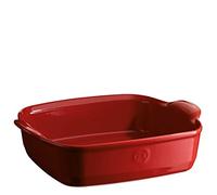 Emile Henry EH342050 Plat à Four Carré, Céramique, Rouge Grand Cru, 28 X 23 X 7,5 cm