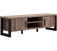 Emile table TV 2 portes, 2 tablettes, chêneReproduction.