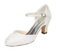 Emily Bridal Chaussures de mariée Femmes Dentelle Satin Stiletto Escarpins Sandales (EU42, Ivory)