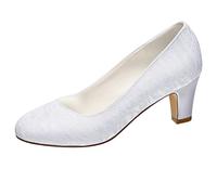 Emily Bridal Chaussures de mariée Femmes Soie comme Satin Stiletto Heel Closed Toe Pompes (EU37, Blanc)