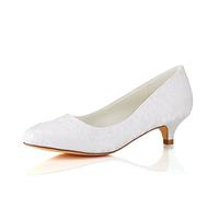 Emily Bridal Dentelle mère Chaussures Bout Rond Chaussures de Mariage Ivoire Chaussures de mariée (EU40, Beige)